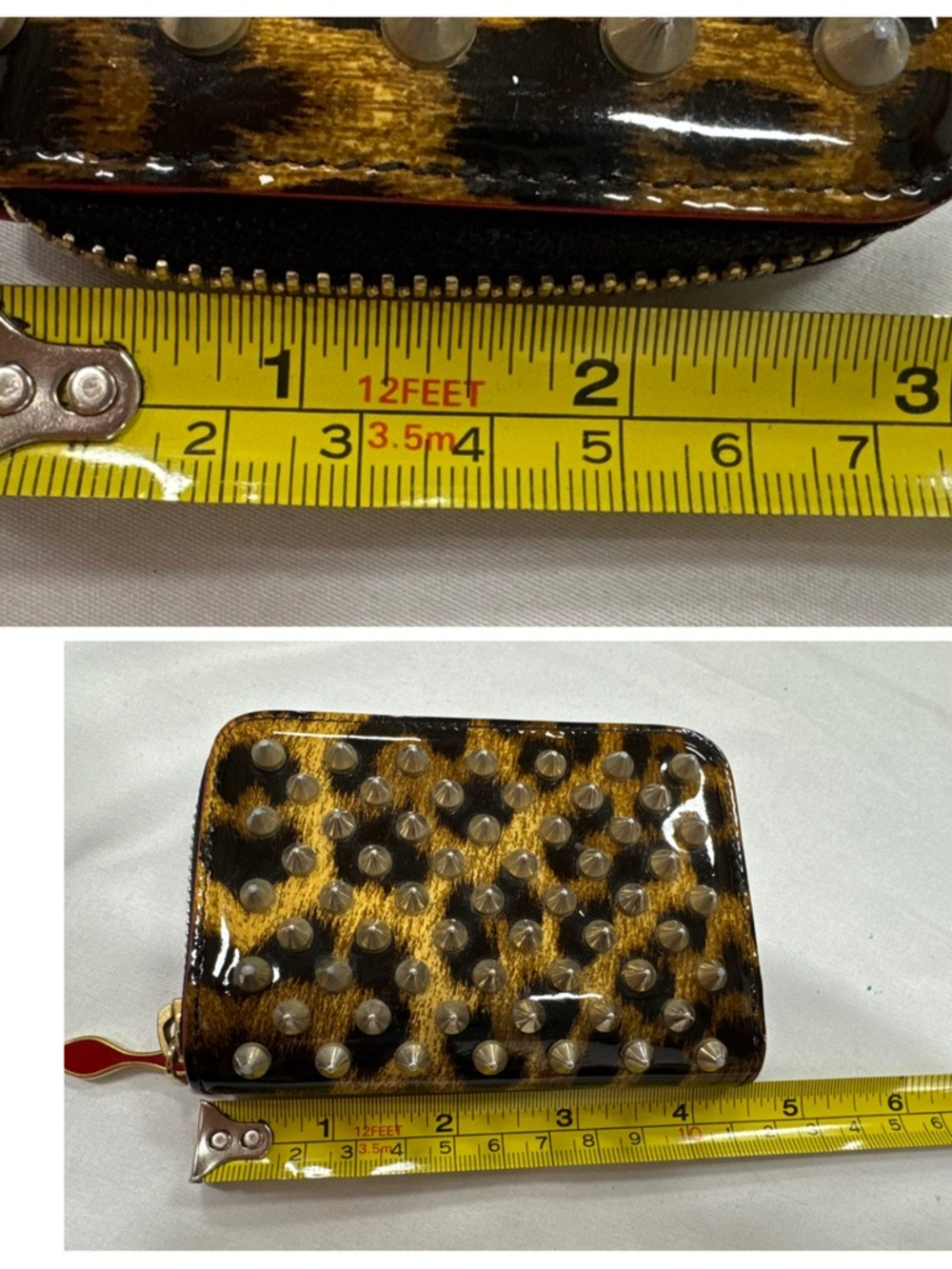 Christian Louboutin Red Leather Zip Card Wallet with Gold Zip - Picture 7 of 7